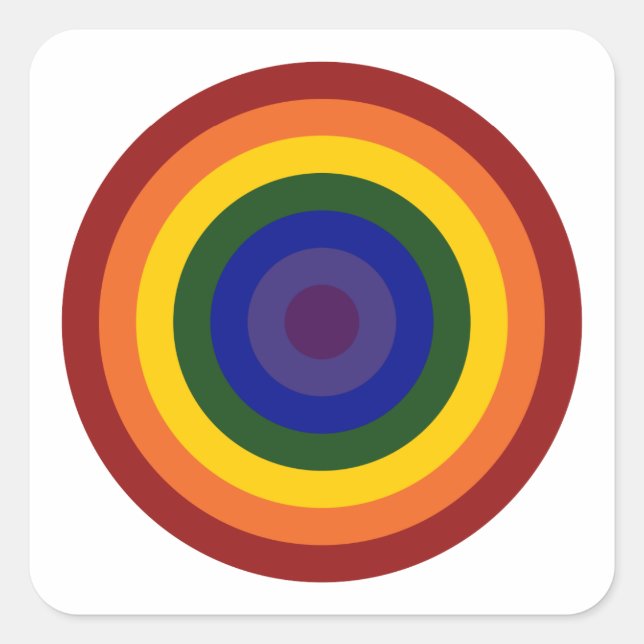 Rainbow Bullseye Square Sticker (Front)