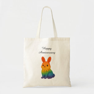 Rainbow Bunny - Happy Anniversary Tote Bag