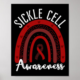 Rainbow Burgundy Ribbon Sickle Cell Awareness Supp Poster