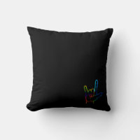 Rainbow Burst ASL I Love You Throw Pillow