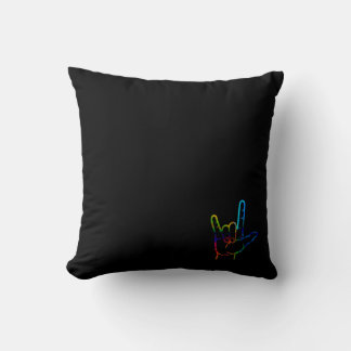 Rainbow Burst ASL I Love You Throw Pillow