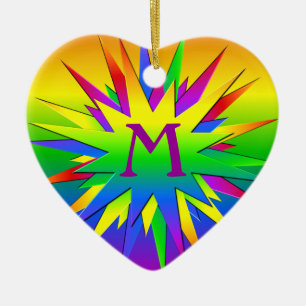 Rainbow Burst Ornament, customize Ceramic Ornament