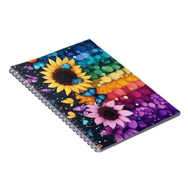 Rainbow Butterflies and Sunflowers Notebook (Right Side)