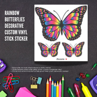 Rainbow Butterflies Decorative Custom Vinyl Stick