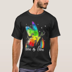 Rainbow Butterflies Gay Pride Lgbt Month  Love Is  T-Shirt