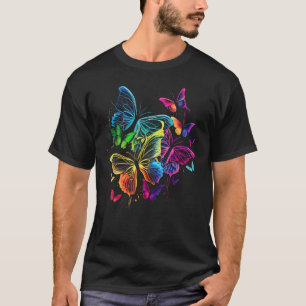 Rainbow Butterflies Graphic for Men Women Boys Gir T-Shirt