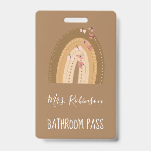 Rainbow Butterflies Script Teachers Bathroom Hall Badge