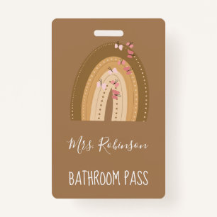 Rainbow Butterflies Script Teachers Bathroom Hall Badge