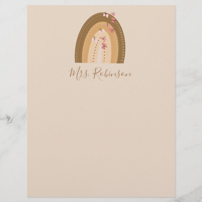 Rainbow Butterflies Script Teachers Name     Letterhead (Front)