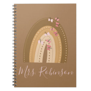 Rainbow Butterflies Script Teachers Name Notebook