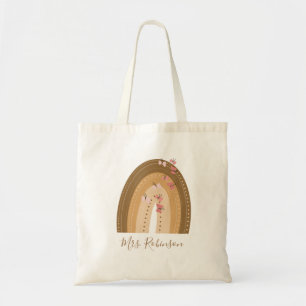 Rainbow Butterflies Script Teachers Name  Tote Bag