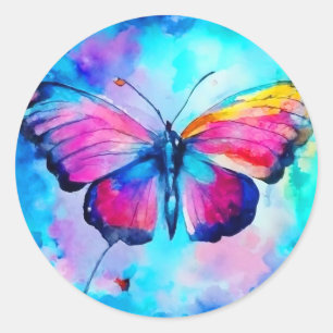 Rainbow Butterfly 2 Classic Round Sticker
