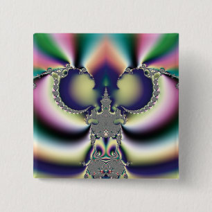 Rainbow Butterfly 2 Inch Square Button