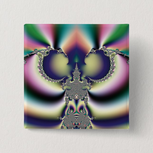 Rainbow Butterfly 2 Inch Square Button (Front)