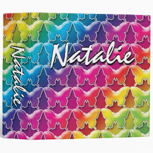 Rainbow Butterfly 80s style Binder 2 inch