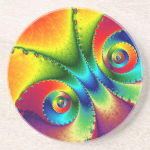 Rainbow Butterfly Abstract Coaster