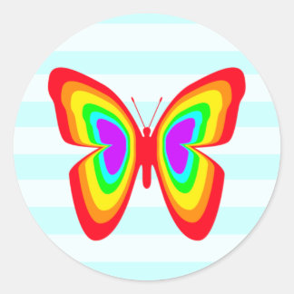 Rainbow Butterfly and Blue Stripes Sticker
