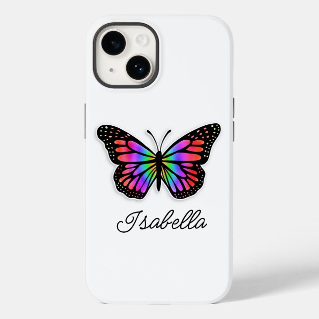 Rainbow Butterfly and Your Name Personalized   Case-Mate iPhone Case (Back)