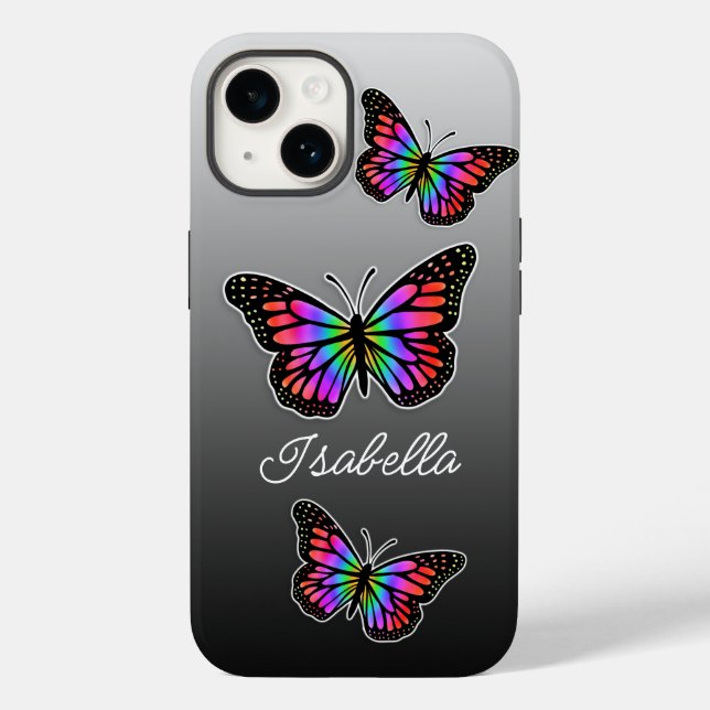 Rainbow Butterfly and Your Name Personalized    Case-Mate iPhone Case (Back)