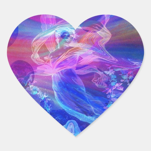 Rainbow, Butterfly, Angel Heart Sticker (Front)