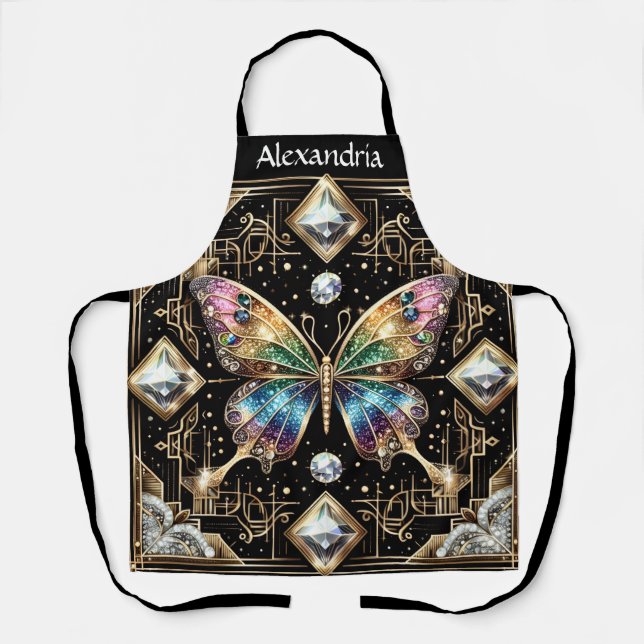 Rainbow Butterfly Art Deco Apron (Front)