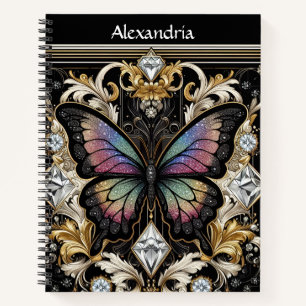 Rainbow Butterfly Art Deco Notebook