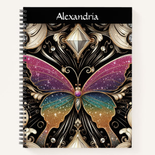 Rainbow Butterfly Art Deco Notebook