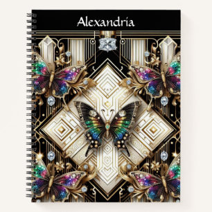 Rainbow Butterfly Art Deco Notebook