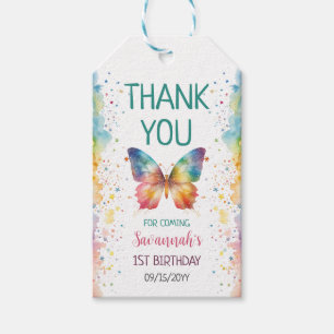 Rainbow Butterfly Birthday Gift Tags