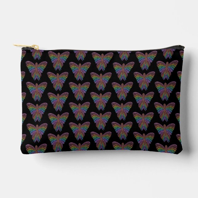 Rainbow Butterfly (black) - Accessories Pouch (Front)