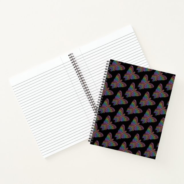 Rainbow Butterfly (black) - Notebook (Inside)