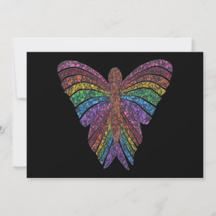 Rainbow Butterfly (black single) - Greeting Card