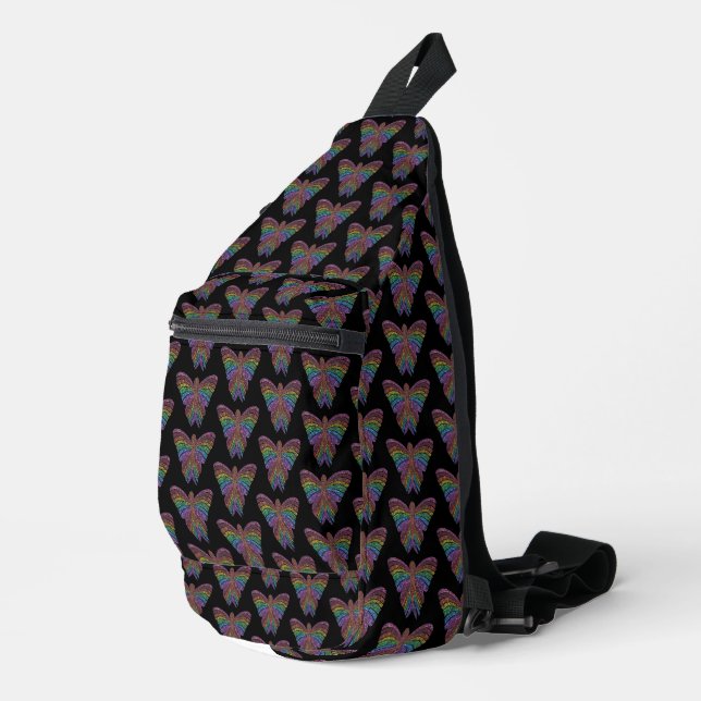 Rainbow Butterfly (black) - Sling Bag (Right Corner)