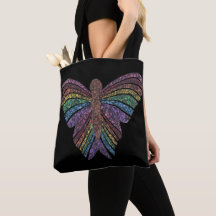 Rainbow Butterfly (black) - Tote