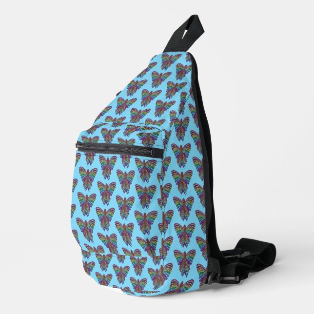 Rainbow Butterfly (blue) - Sling Bag (Right Corner)