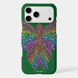 Rainbow Butterfly (dark green) - iPhone Case