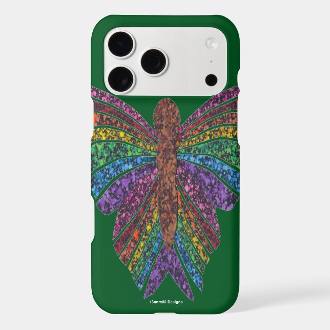 Rainbow Butterfly (dark green) - iPhone Case (Back)