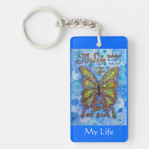 Rainbow Butterfly Diabetes Keychain (2 Sided)