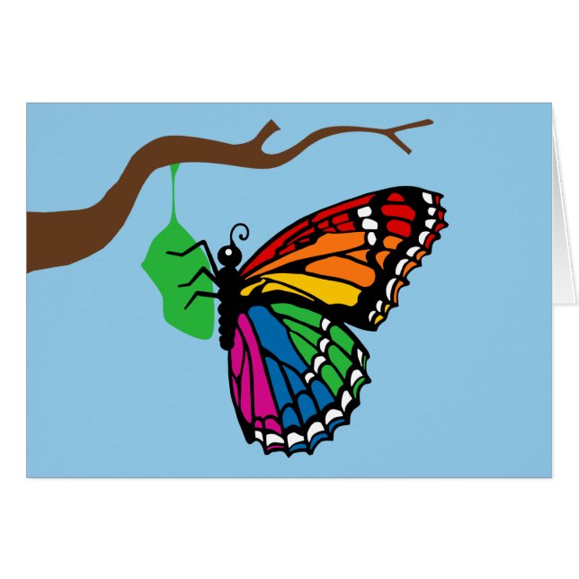 Rainbow Butterfly Emerging From Chrysalis (Front Horizontal)