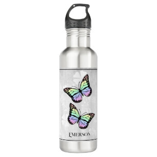 Rainbow Butterfly Floral Personalized 710 Ml Water Bottle