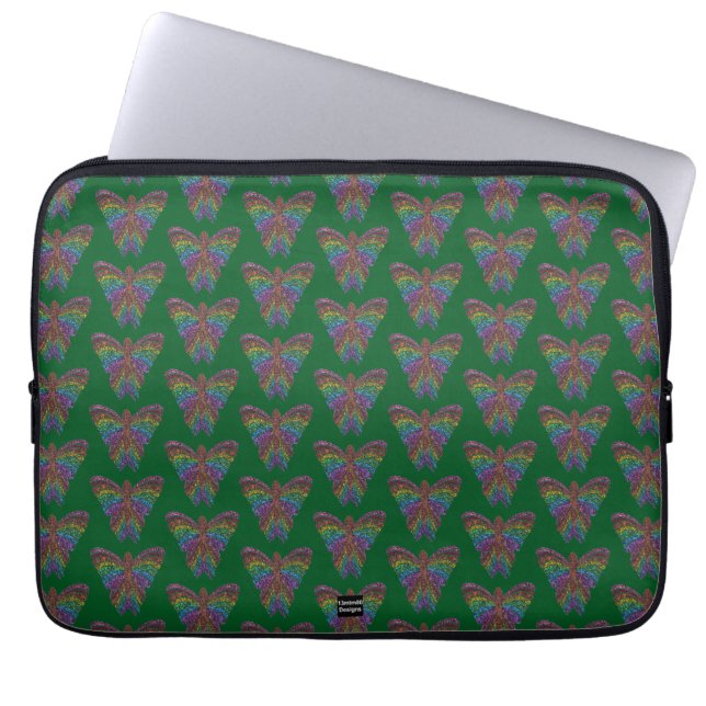 Rainbow Butterfly (green) - Laptop Sleeve (Front)