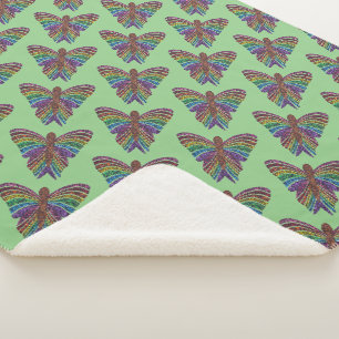 Rainbow Butterfly (green) - Sherpa Blanket