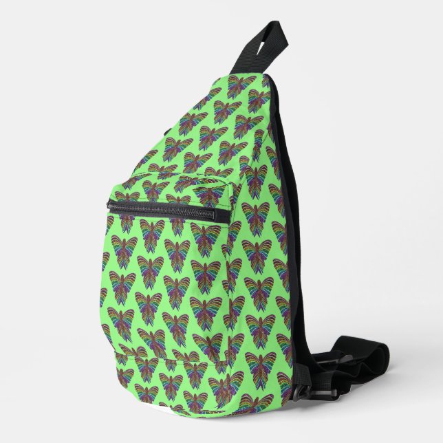 Rainbow Butterfly (green) - Sling Bag (Right Corner)