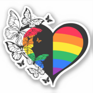 Rainbow butterfly heart