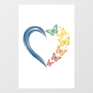 Rainbow Butterfly Heart Vintage Engraving Design_1 Window Cling