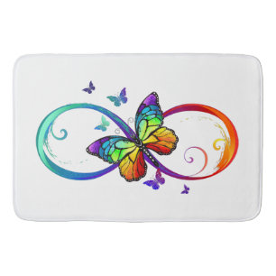 Rainbow butterfly infinity bath mat