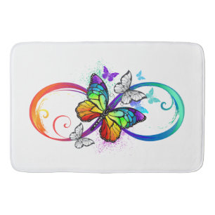 Rainbow butterfly infinity bath mat