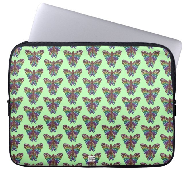 Rainbow Butterfly (light green) - Laptop Sleeve (Front)