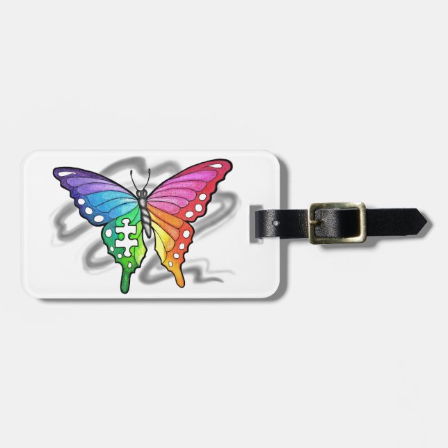Rainbow Butterfly Luggage Tag (Front Horizontal)