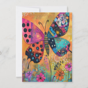 Rainbow Butterfly Meadow Art Tote Bag Thank You Card